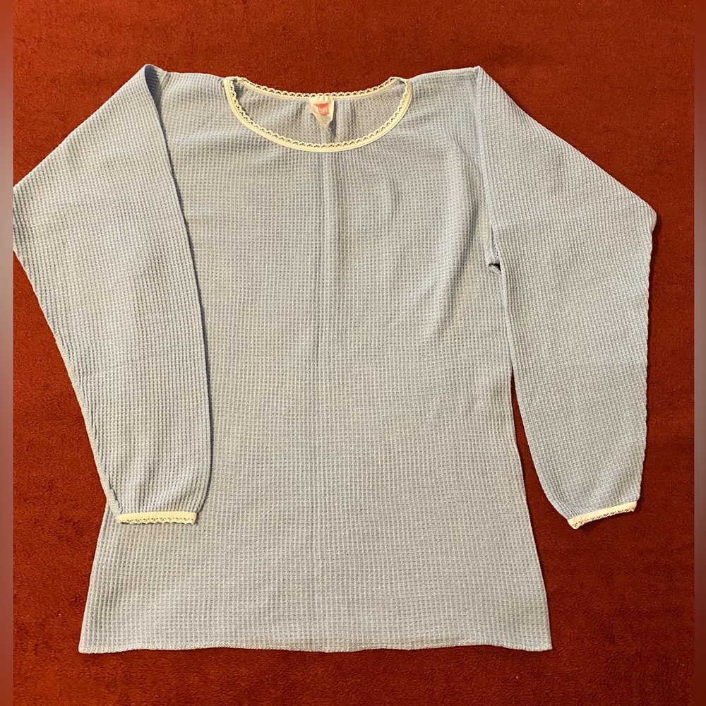 Hanes Blue thermal under Top with White Trim